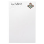 Patterned Applique Stitched Maple Leaf  3 Stationery