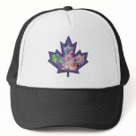 Patterned Applique Stitched Maple Leaf  4 Hat