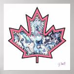 Patterned Applique Stitched Maple Leaf  5 posters