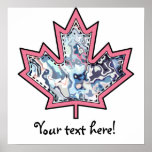 Patterned Applique Stitched Maple Leaf  5 posters