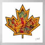 Patterned Applique Stitched Maple Leaf  7 posters