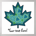 Patterned Applique Stitched Maple Leaf  8 posters