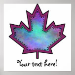 Patterned Applique Stitched Maple Leaf  9 posters
