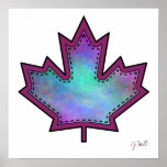Patterned Applique Stitched Maple Leaf  9 posters