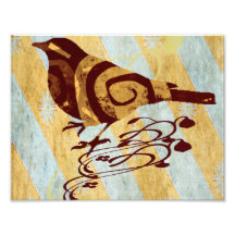Patterned Bird and Swirls Photo Art