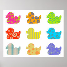 Patterned Ducks Poster
