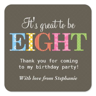 Patterned Eight Birthday Party Sticker