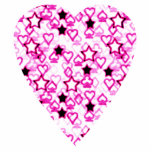 Patterned Heart Design in Pink, Black and White. Acrylic Cut Out