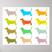 Patterned Hound Dogs Poster