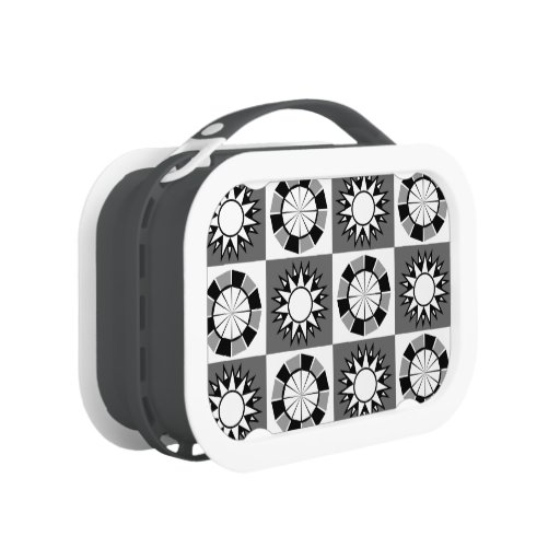 Patterned Motifs in Black and White Lunch Box Zazzle