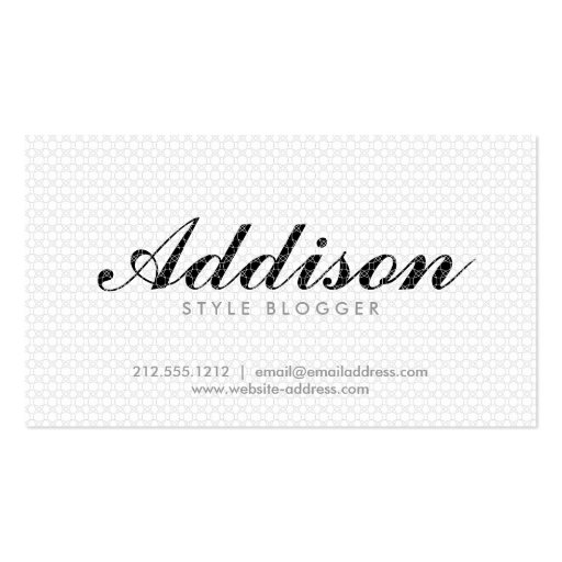 Patterned Name in Black & White Business Card (front side)