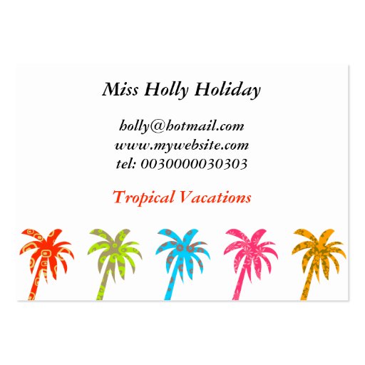 Patterned Palm Trees, Miss Holly Holiday, Business Cards (front side)