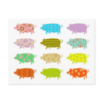 Patterned Pigs Post Cards