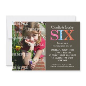 Patterned Six Birthday Party Invitation