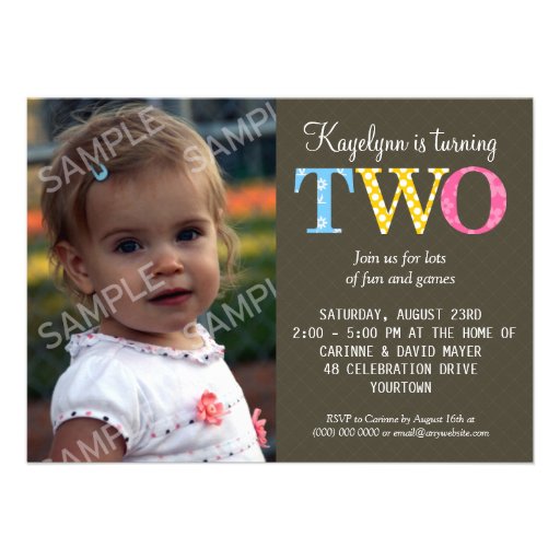 Patterned Two Birthday Party Invitation