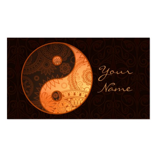 Patterned Yin Yang Gold Business Card (front side)