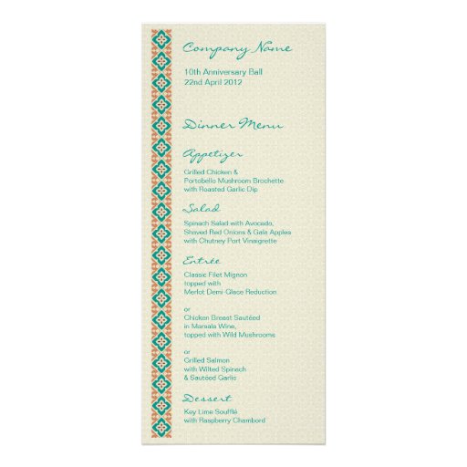 Patterns & Borders 3 Dinner Menu Personalized Announcements