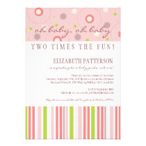 Patterns of Fun Twin Girl Baby Shower Invitation invitations