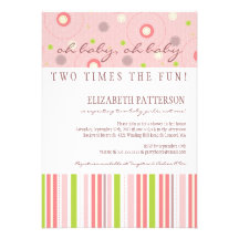 Patterns of Fun Twin Girl Baby Shower Invitation