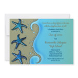 Paua Shell Starfish Beach Graduation Invitation