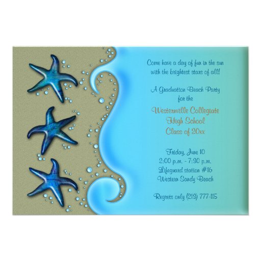 Paua Shell Starfish Beach Graduation Invitation