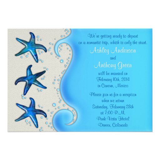 Paua Shell Starfish Post Wedding Reception Only 2 Custom Announcements