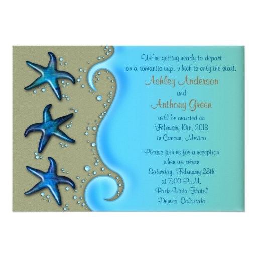Paua Shell Starfish Post Wedding Reception Only Personalized Invitation