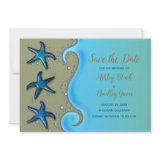 Paua Shell Starfish Save the Date Card invitation