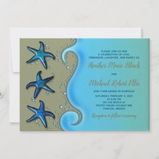 Paua Shell Starfish Wedding Invitation invitation