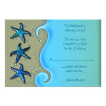 Paua Shell Starfish Wedding Reply RSVP Card Custom Invitation