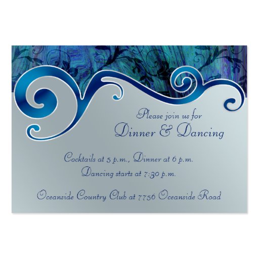 Paua shell & Waves Wedding Reception Card Business Card Template (front side)