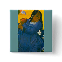 Paul Gauguin's Woman with a Mango (1892) buttons by MasterpieceGallery Paul Gauguin's Woman with a Mango (1892) buttons