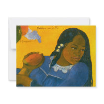Paul Gauguin's Woman with a Mango (1892) invitations by MasterpieceGallery Paul Gauguin's Woman with a Mango (1892) invitations
