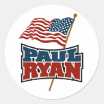 Paul Ryan American Flag Round Stickers