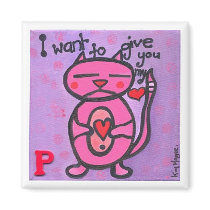 pauline the pussycat needs love Magnet by Kianmaartgallery pauline the pussycat needs love Magnet
