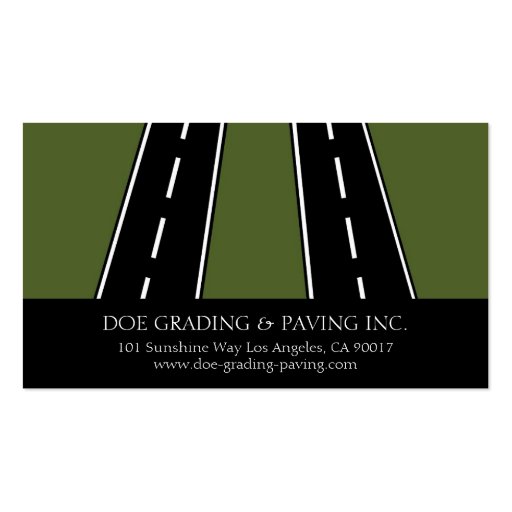 Paving Grading General Contractor Asphalt Roads Business Card Template