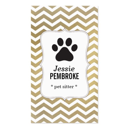 Paw pring business card -  faux foil (front side)