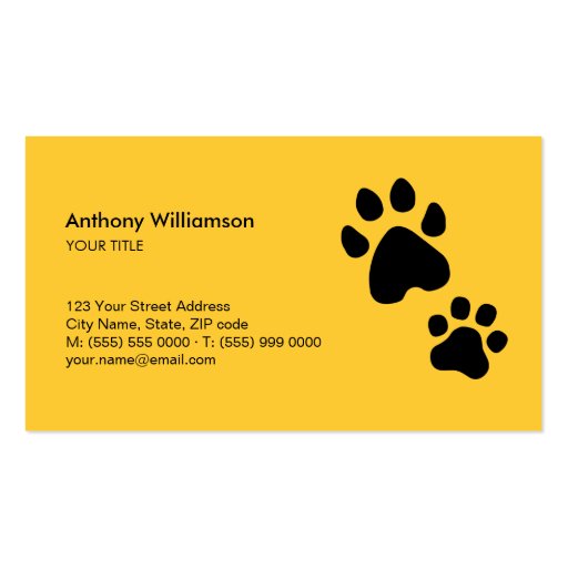 Paw Print Animal Care Pet Sitter business card (front side)