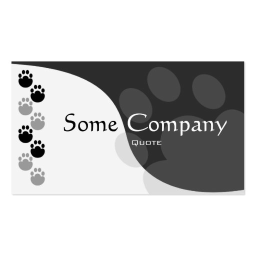 Paw Print (Black And White) Business Card Template