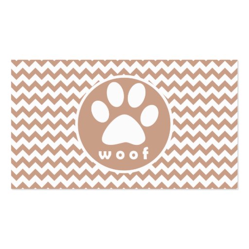 Paw Print; Brown Chevron Business Card Templates (front side)