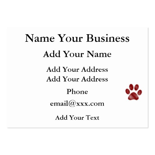 Paw Print by SRF Business Card Templates (back side)