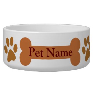 Paw Print Dog Bone Personalized Pet Dish