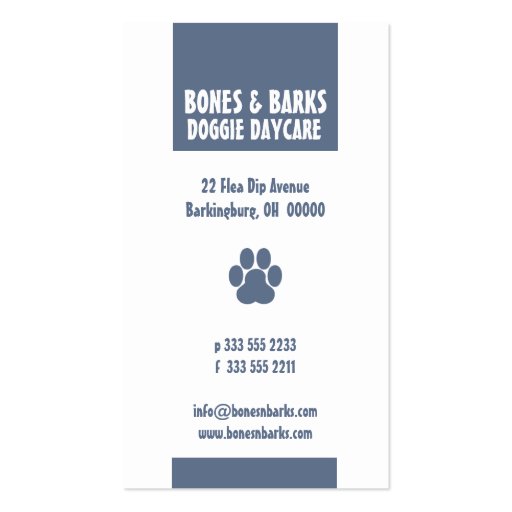 Paw Print Dog Care Business Card (front side)