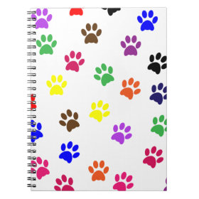 Paw print dog pet fun colorful notebook