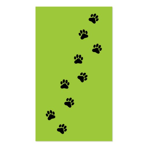 Paw Print Dog Walker in Green Business Card Templates (back side)