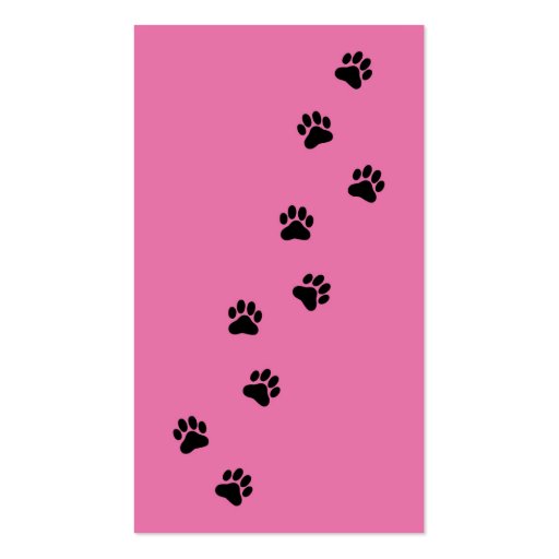 Paw Print Dog Walker in Pink Business Card Template (back side)