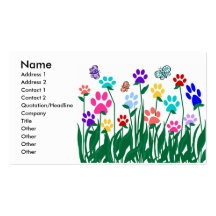 Paw print garden business card