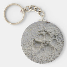 Paw Print In The Sand Keychain
