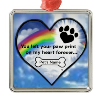 Paw Print On My Heart Christmas Ornaments