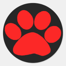 Paw Print (Red) Round Stickers